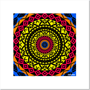 circle of life ecopop mandala pattern art in maya illustration Posters and Art